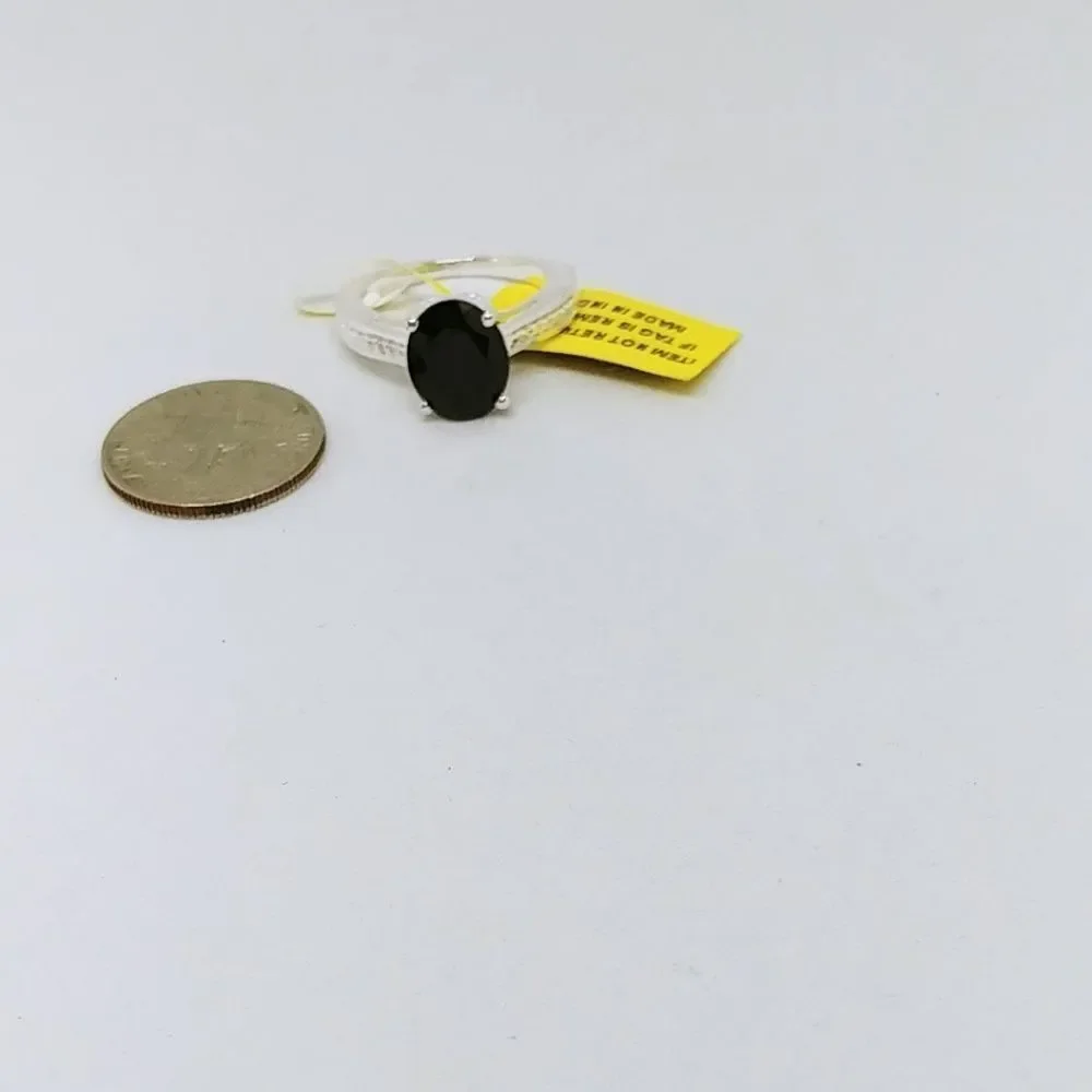 Thai Black Spinel Sterling Silver Ring (Size 5.0)